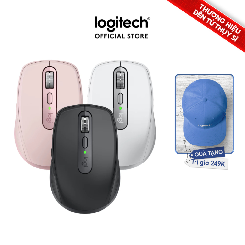 Chuột không dây Logitech MX Anywhere 3S Silent -Cuộn nhanh, 8000DPI, Sạc USB C, Bluetooth