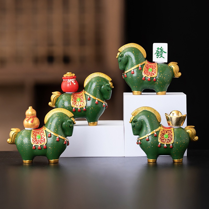 Set Ngựa Mang Vàng Tài Lộc, Bình An năm mới 2026 Bính Ngọ kèm hộp quà 12 CON GIÁP, quà tặng