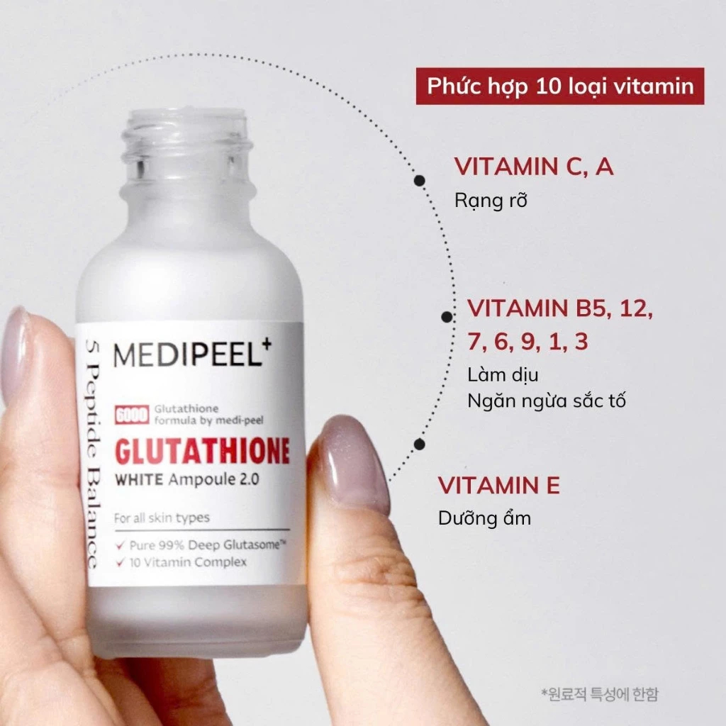 Serum dưỡng trắng da MEDI-PEEL Glutathione làm sáng làn da, phục hồi da bị cháy nắng, cấp ẩm tăng độ đàn hồi cho da 30ml