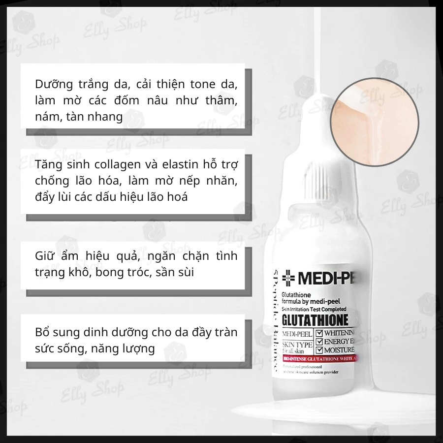 Serum dưỡng trắng da MEDI-PEEL Glutathione làm sáng làn da, phục hồi da bị cháy nắng, cấp ẩm tăng độ đàn hồi cho da 30ml