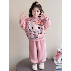 BỘ NỈ DÀY BÉ GÁI MẪU CÔ MÈO KITTY QUẦN BO GẤU CÓ TÚI QUẦN SZ 14- 43 KG