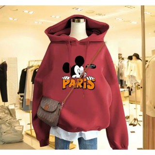 Áo hoodie nữ nam form rộng KONOVA chất liệu nỉ lông cáo dày dặn in hình MIKEY PARI