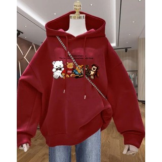 Áo hoodie nữ nam unisex chất liệu nỉ lông cáo dày dặn form rộng in hình 5 GẤU