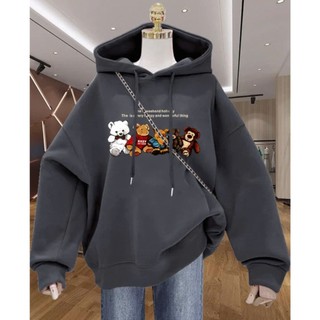 Áo hoodie nữ nam unisex chất liệu nỉ lông cáo dày dặn form rộng in hình 5 GẤU