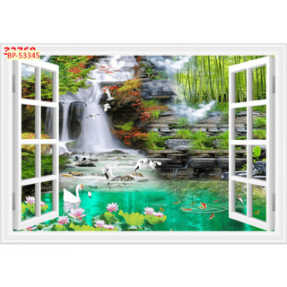 Tranh dán tường 3D khung cửa sổ sang trọng, lịch sự mẫu mã đẹp mắt, phù hợp nhiều không gian
