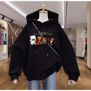 Áo hoodie nữ nam unisex chất liệu nỉ lông cáo dày dặn form rộng in hình 5 GẤU