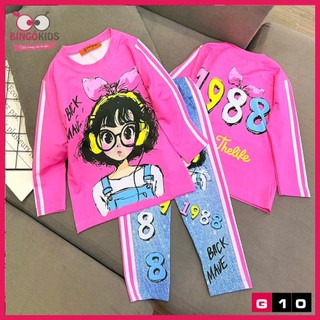 [10-43kg] Set tay dài quần dài bé gái chất thun lạnh loại 1 in 3D mềm mịn mát hoạt tiết xinh xắn