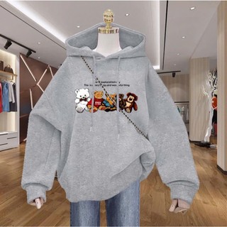 Áo hoodie nữ nam unisex chất liệu nỉ lông cáo dày dặn form rộng in hình 5 GẤU