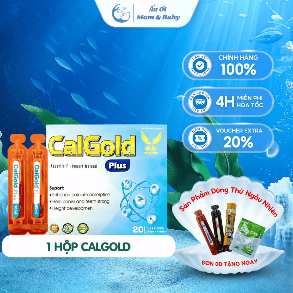 [HÀNG CTY + QUÀ] Canxi hữu cơ tăng chiều cao cho bé Calgold Plus giúp tăng chiều cao, xương răng chắc khỏe (H/20 ống)