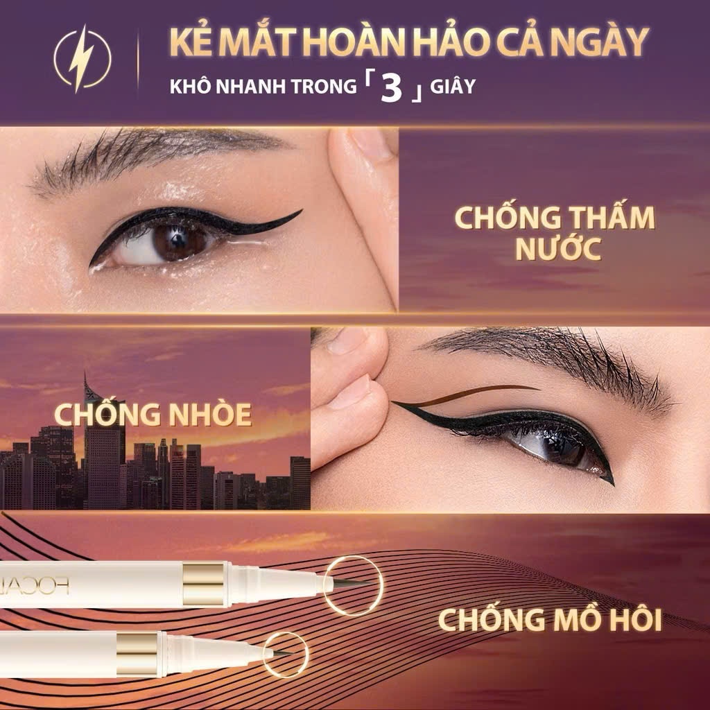 Bút Kẻ Mắt Dạng Lỏng FOCALLURE FA309 2in1 hai đầu chống nước lâu trôi 1.2g | NHÍM HOUSE
