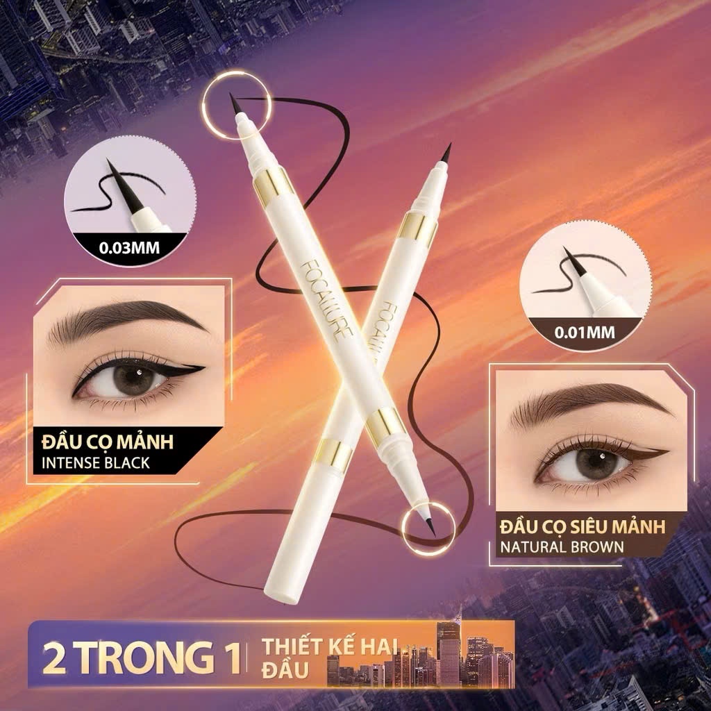 Bút Kẻ Mắt Dạng Lỏng FOCALLURE FA309 2in1 hai đầu chống nước lâu trôi 1.2g | NHÍM HOUSE