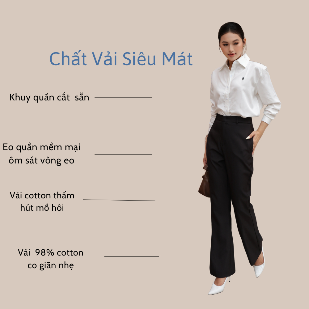 Quần tây nữ ống loe TTTHAO nhẹ tôn dáng, phong cách công sở thanh lịch QT01