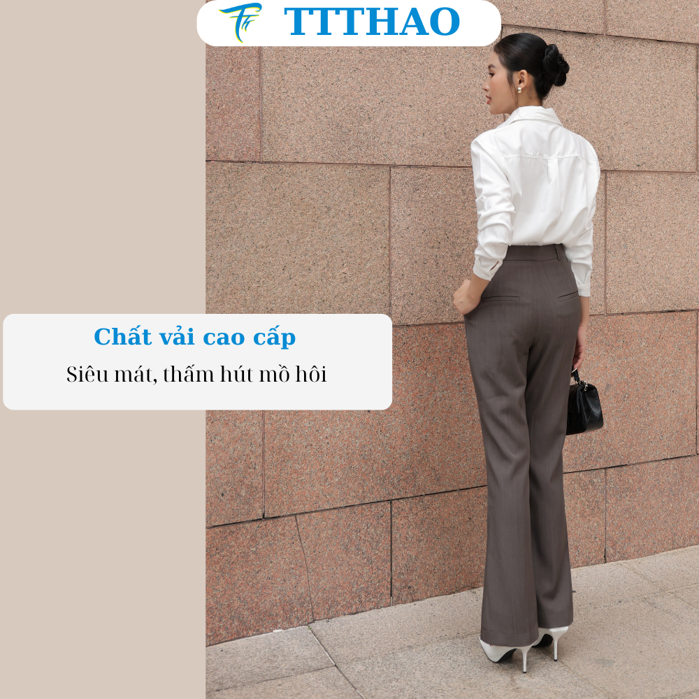 Quần tây nữ ống loe TTTHAO nhẹ tôn dáng, phong cách công sở thanh lịch QT01