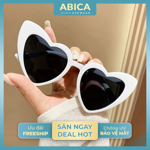 Kính mắt râm mát thời trang nữ nam mắt kính hình trái tim siêu cute dễ thương đi chơi dã ngoại chụp ảnh đẹp ABICA 328