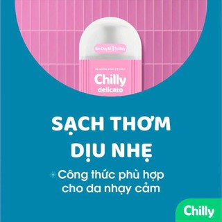 Dung dịch vệ sinh phụ nữ Chilly làm sạch và dưỡng ẩm, hạn chế viêm nhiễm, chiết xuất bạc hà 200ml