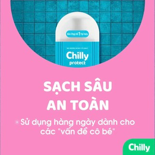Dung dịch vệ sinh phụ nữ Chilly làm sạch và dưỡng ẩm, hạn chế viêm nhiễm, chiết xuất bạc hà 200ml