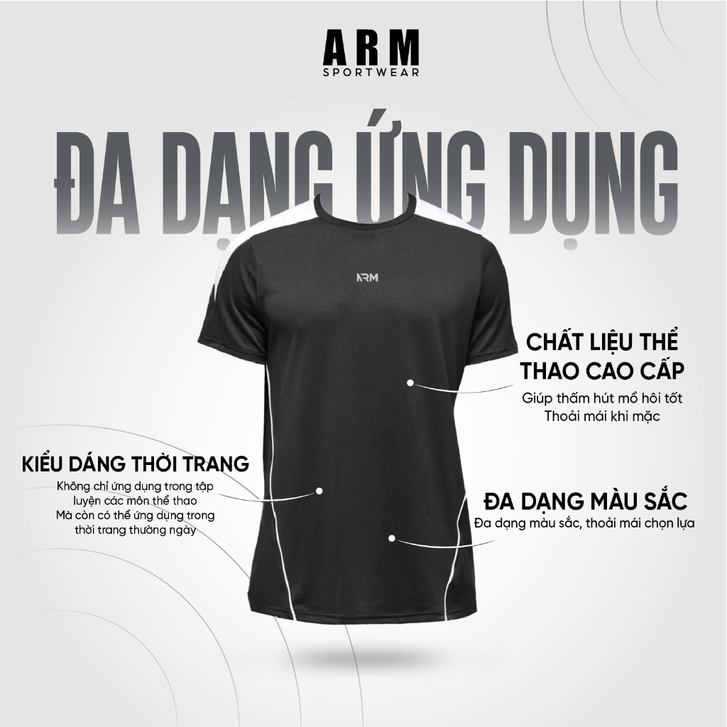 Áo Thun Thể Thao Nam PRIME Phối Vai ARM, Áo Tập Gym Chất Liệu Co Giãn, Vận Động Thoáng Mát