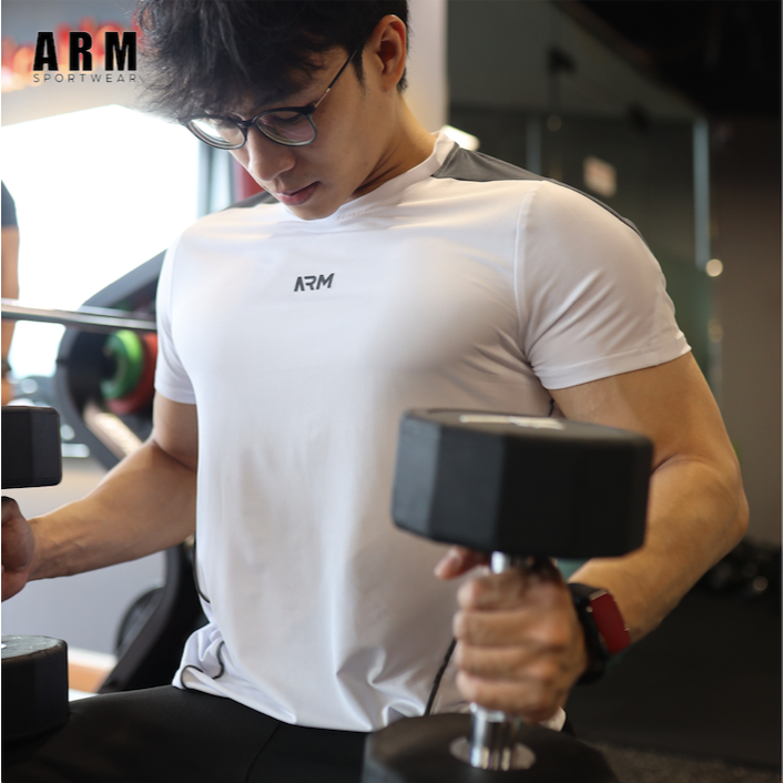 Áo Thun Thể Thao Nam PRIME Phối Vai ARM, Áo Tập Gym Chất Liệu Co Giãn, Vận Động Thoáng Mát