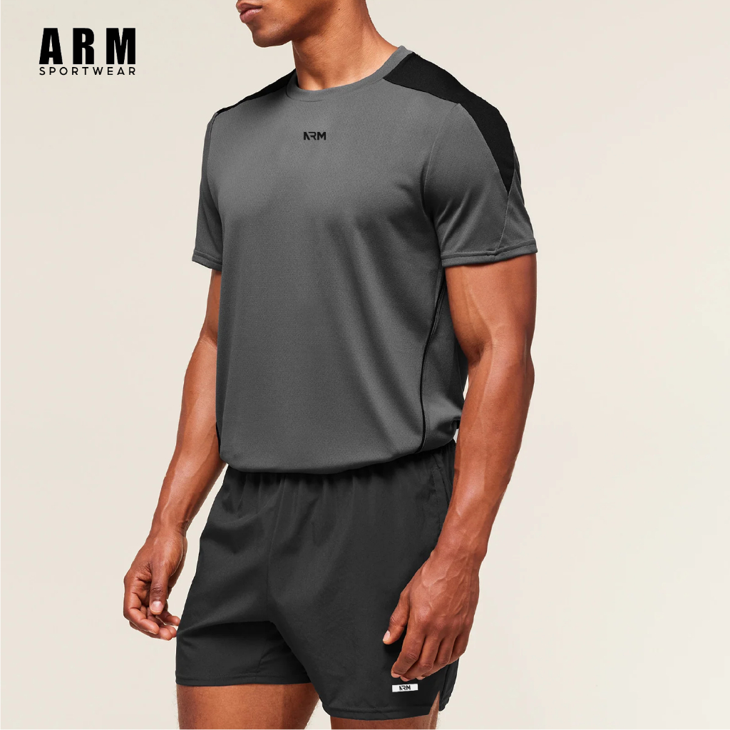 Áo Thun Thể Thao Nam PRIME Phối Vai ARM, Áo Tập Gym Chất Liệu Co Giãn, Vận Động Thoáng Mát