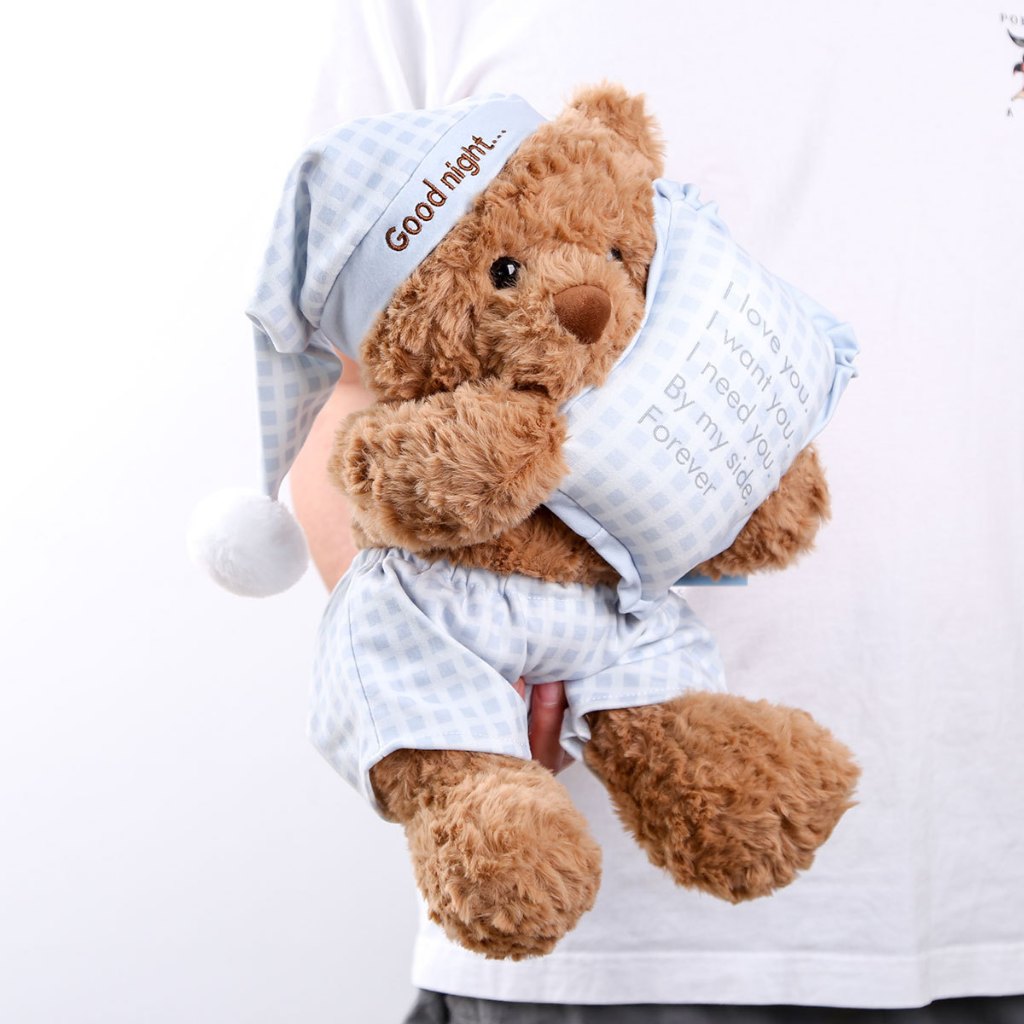 Gấu Bông Teddy Ôm Gối Mặc Đồ Ngủ Dễ Thương,Thú Nhồi Bông Đội Mũ Good Night Cao Cấp Quà Tặng Sinh Nhật Cho Bé,Bạn Gái