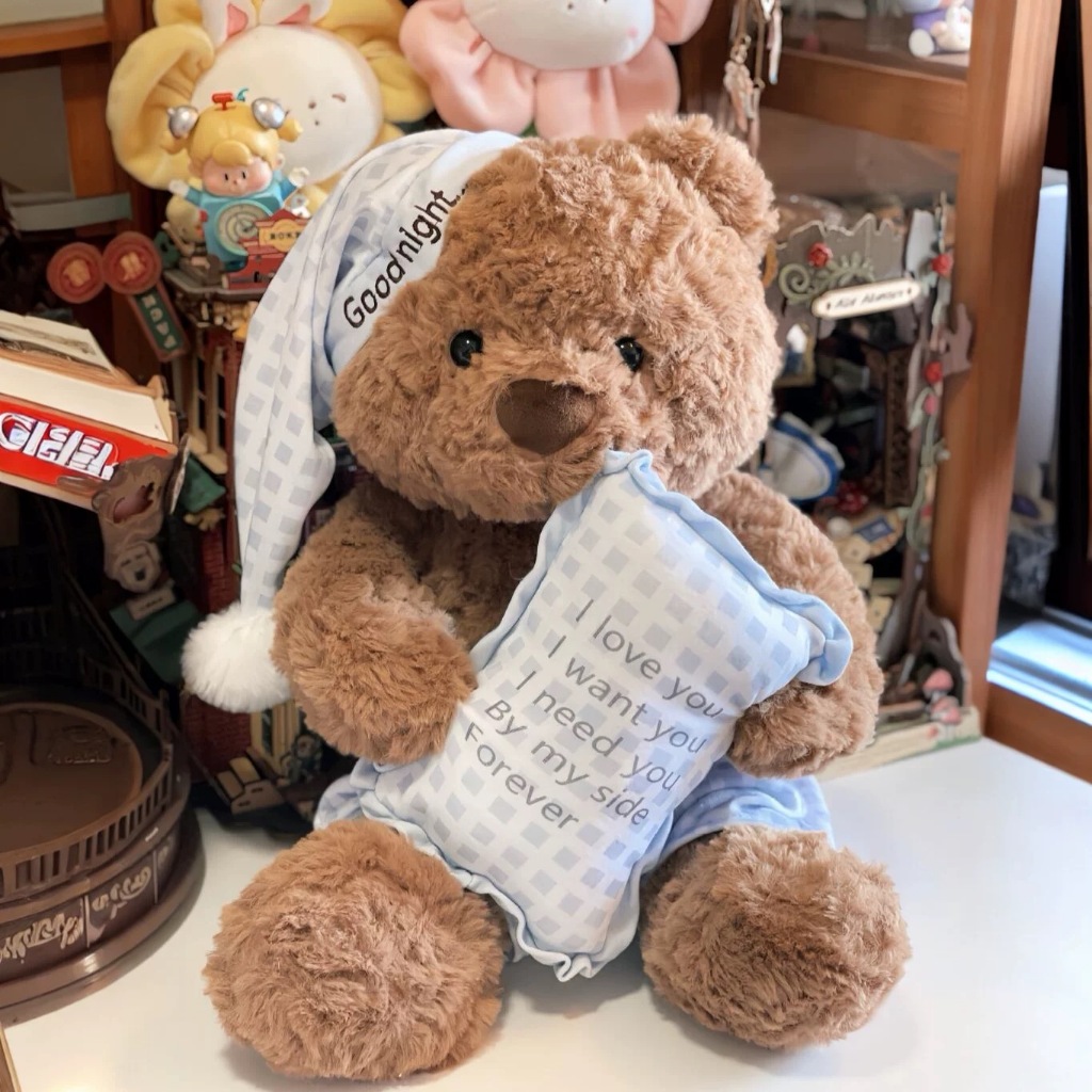 Gấu Bông Teddy Ôm Gối Mặc Đồ Ngủ Dễ Thương,Thú Nhồi Bông Đội Mũ Good Night Cao Cấp Quà Tặng Sinh Nhật Cho Bé,Bạn Gái