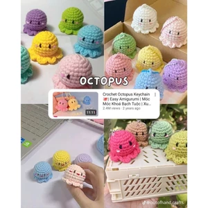 Móc khóa bạch tuột len - móc khóa bạch tuột handmade