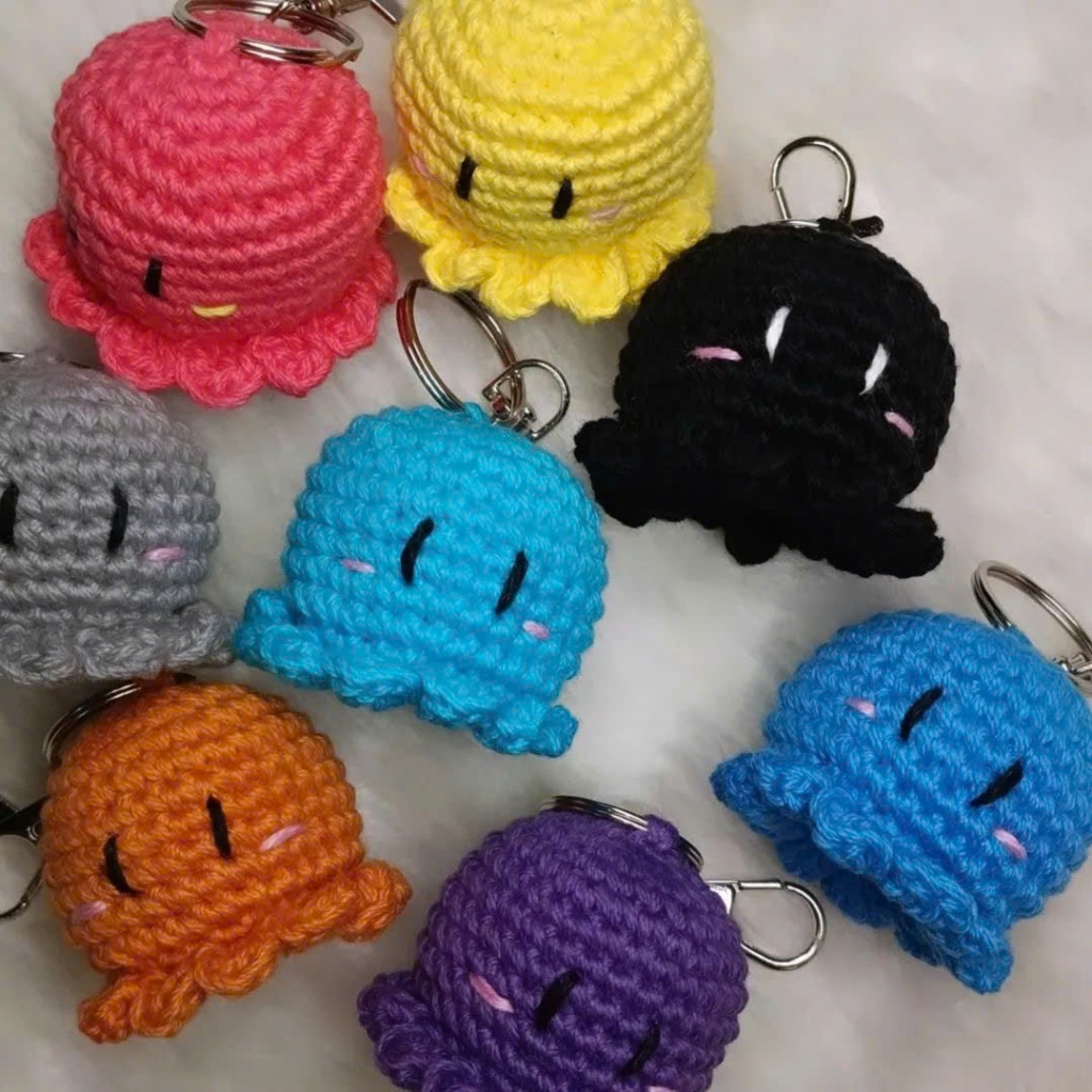 Móc khóa bạch tuột len - móc khóa bạch tuột handmade