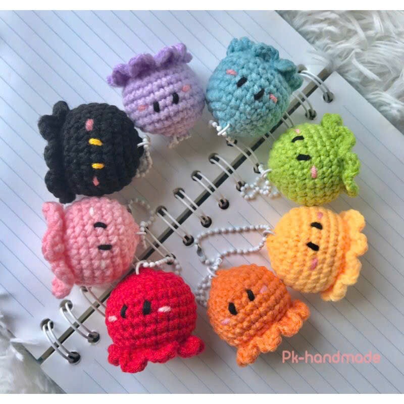 Móc khóa bạch tuột len - móc khóa bạch tuột handmade