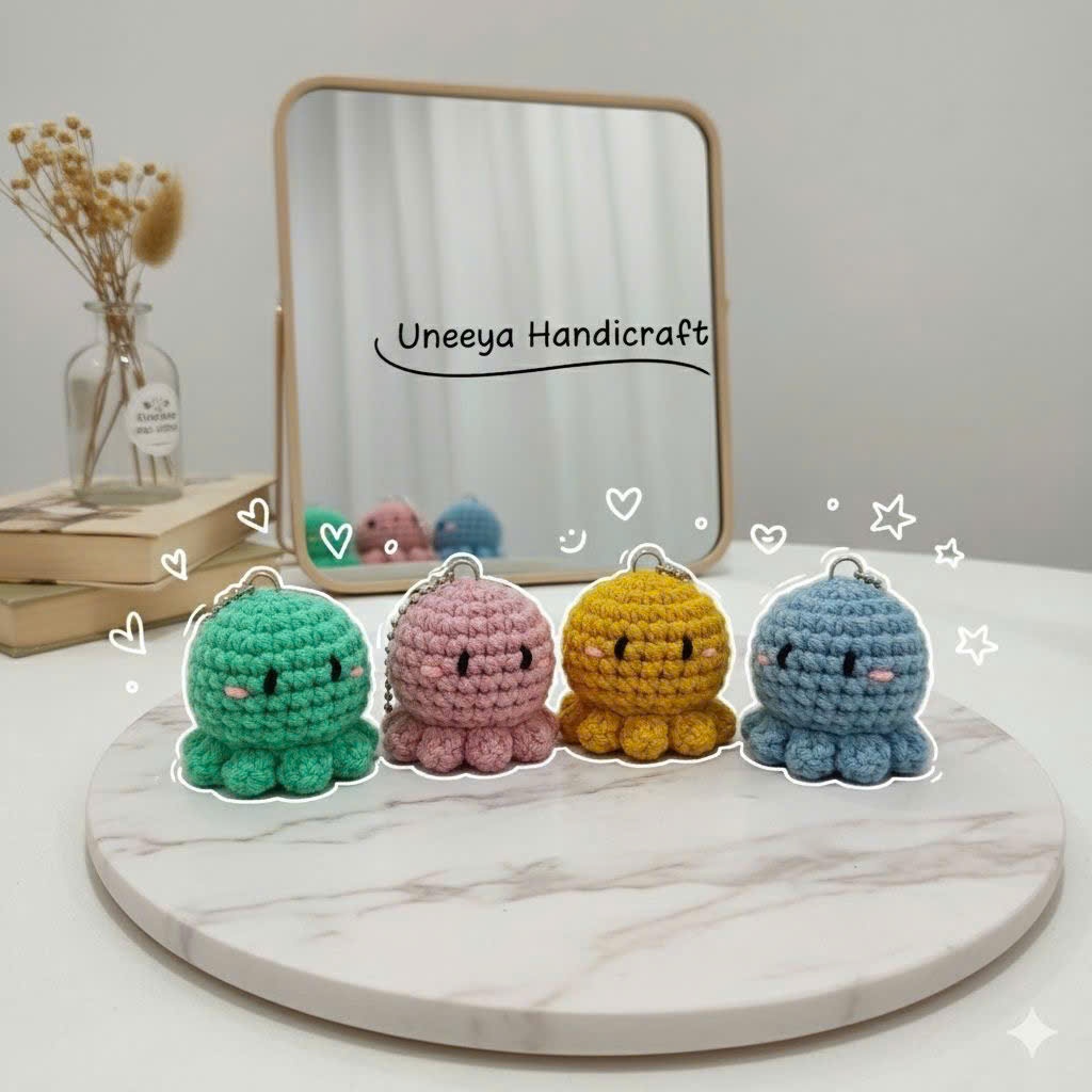 Móc khóa bạch tuột len - móc khóa bạch tuột handmade