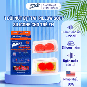 1 Đôi nút bịt tai chống ồn, nước Pillow soft Mack’s chất liệu Silicon dành cho trẻ em bơi lội, tắm, đi máy bay