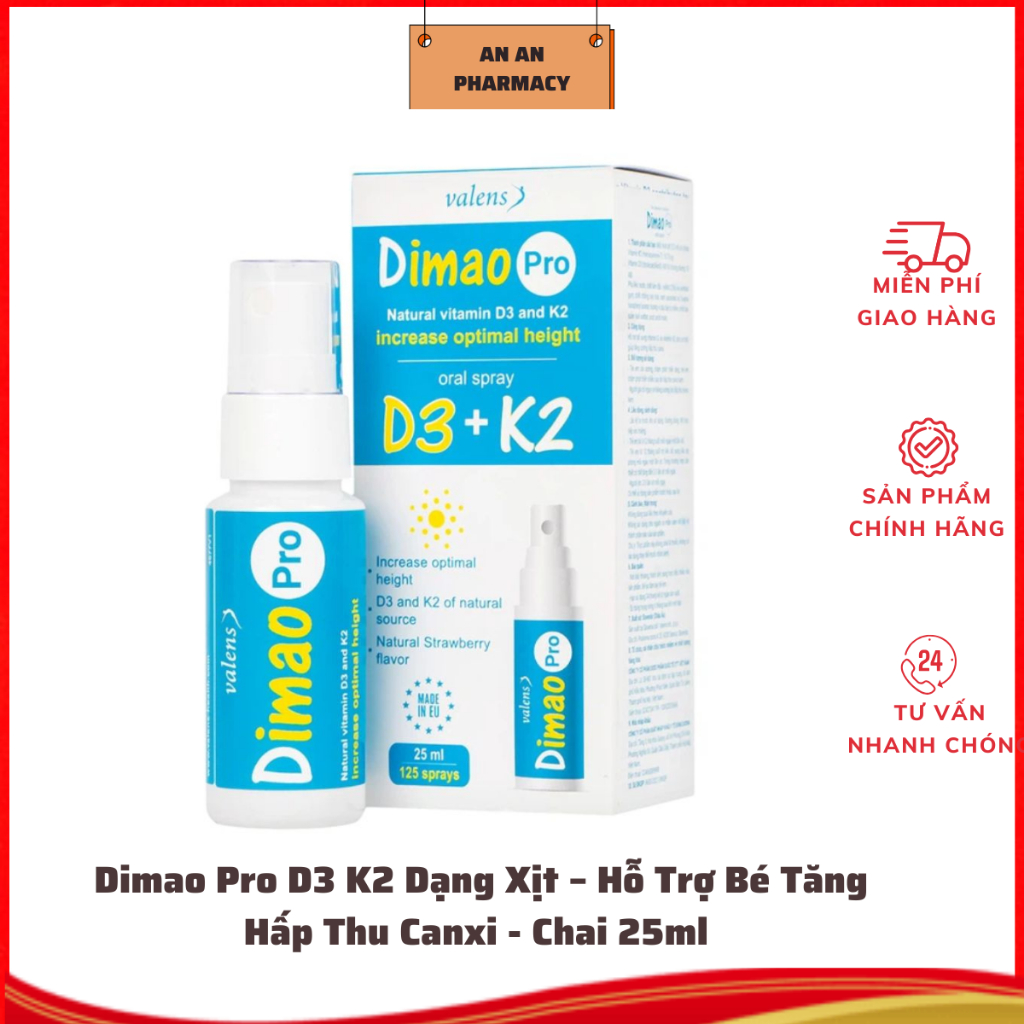 (Date 06/26) Dimao Pro D3 K2 Dạng Xịt – Hỗ Trợ Bé Tăng Hấp Thu Canxi ...