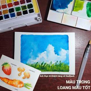Màu Nước Dạng Nén Cao Cấp GLOBAL ART Màu Nước 24 Màu, Loang Màu Tốt, Kèm Bút Vẽ, Chuyên Nghiệp M70020