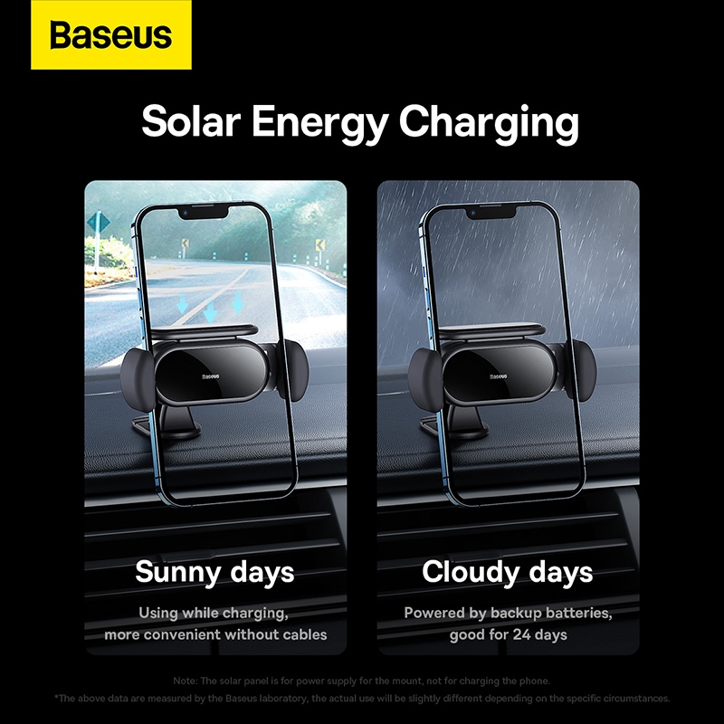 Giá Đỡ Điện Thoại Cảm Biến Trên Ô Tô Baseus Steel Cannon pro Solar Electric Holder Car Mount (Energy charging)