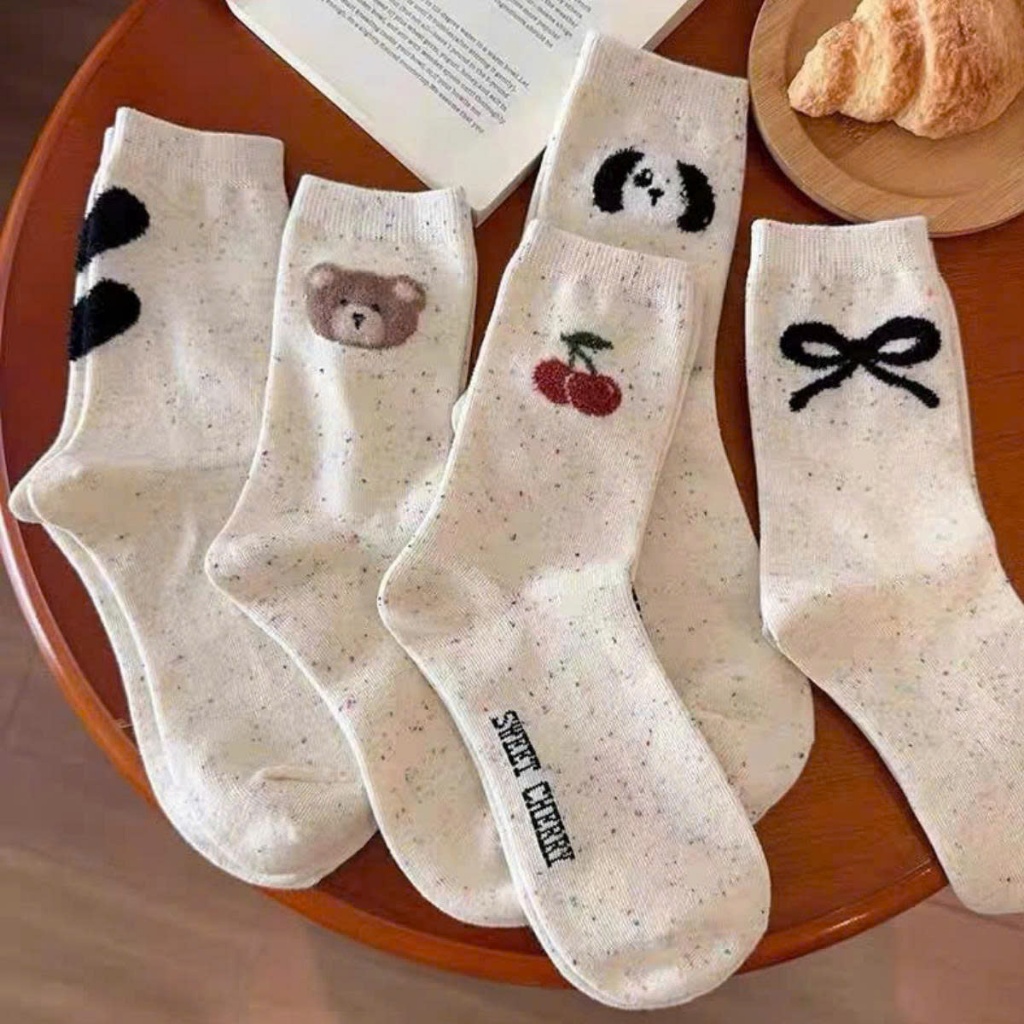 [PHỤ KIỆN] Tất chân nữ cotton cổ vừa họa tiết chấm bi nữ tính