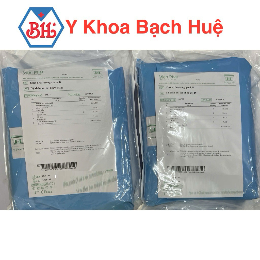 Bộ Khăn Nội Soi Khớp Gối D đã tiệt trùng an toàn dễ sử dụng.