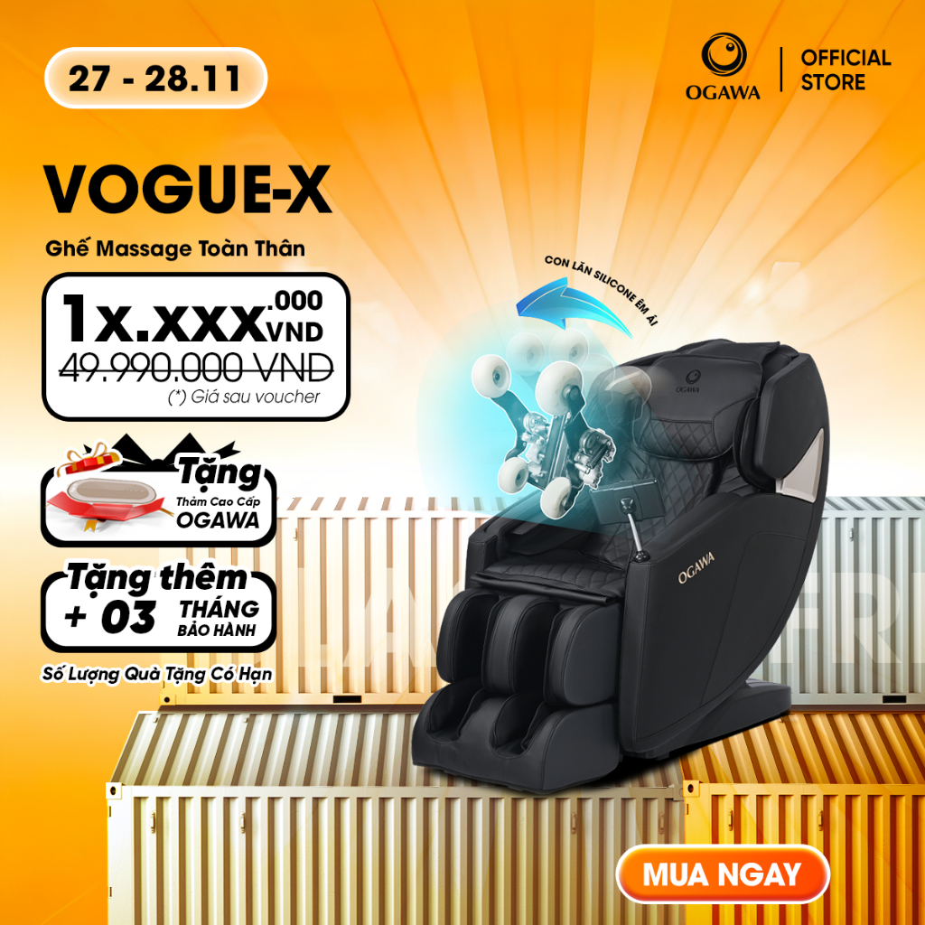 Ghế massage OGAWA VOUGE X - chế độ không trọng lực, màn hình điều khiển Tiếng Việt dành cho gia đình