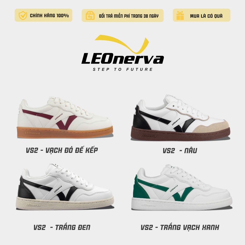 Giày Sneaker Unisex Leonerva 808 VS2 - Đế Nâu, Trắng Đen, Vạch Xanh Lá, Vạch Đỏ Đế Kếp - Đi Đúng Size