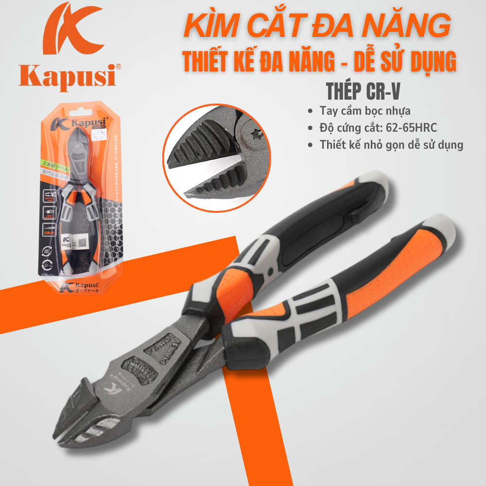 Kìm cắt đa năng công nghiệp Nhật Kapusi JAPAN 7.5inch/ 190mm thép CR-V cao cấp k8001