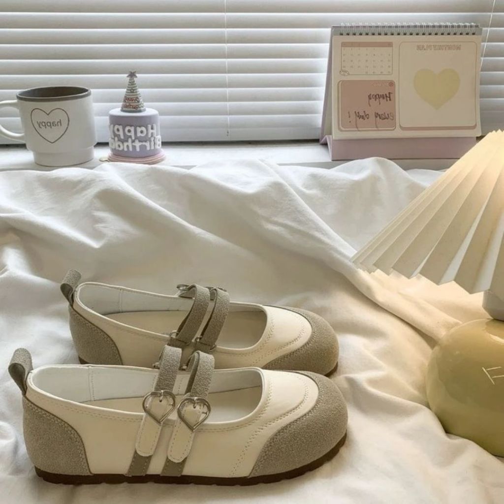 Giày Mary Jane Nữ, Giày Búp Bê Mary Jane Da Lộn Hai Khóa Hàn Quốc N49 || Anshoes Dynasty