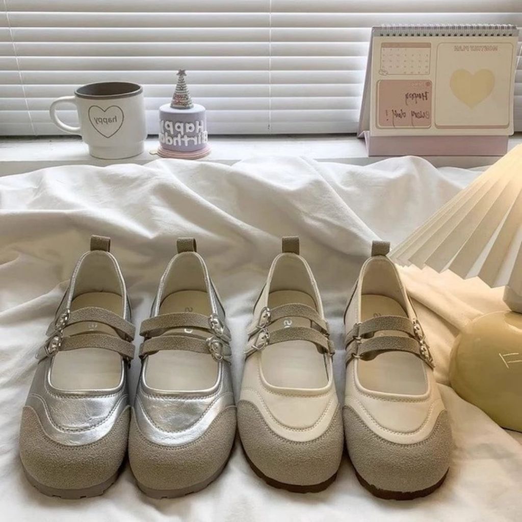 Giày Mary Jane Nữ, Giày Búp Bê Mary Jane Da Lộn Hai Khóa Hàn Quốc N49 || Anshoes Dynasty