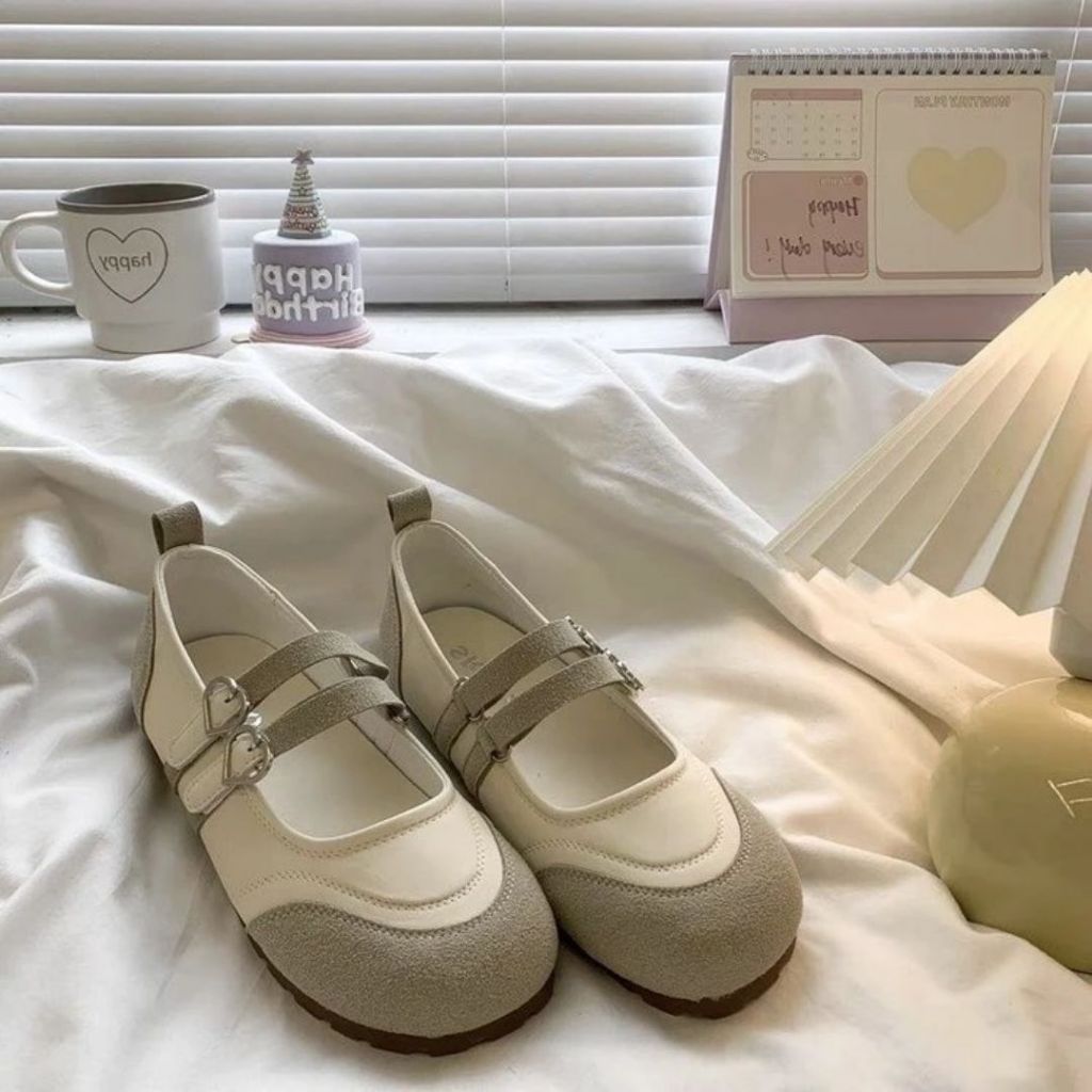 Giày Mary Jane Nữ, Giày Búp Bê Mary Jane Da Lộn Hai Khóa Hàn Quốc N49 || Anshoes Dynasty