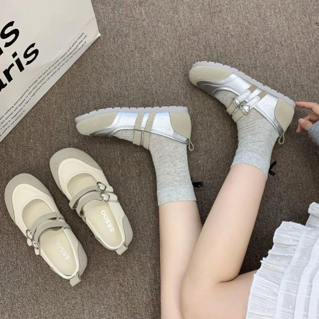 Giày Mary Jane Nữ, Giày Búp Bê Mary Jane Da Lộn Hai Khóa Hàn Quốc N49 || Anshoes Dynasty