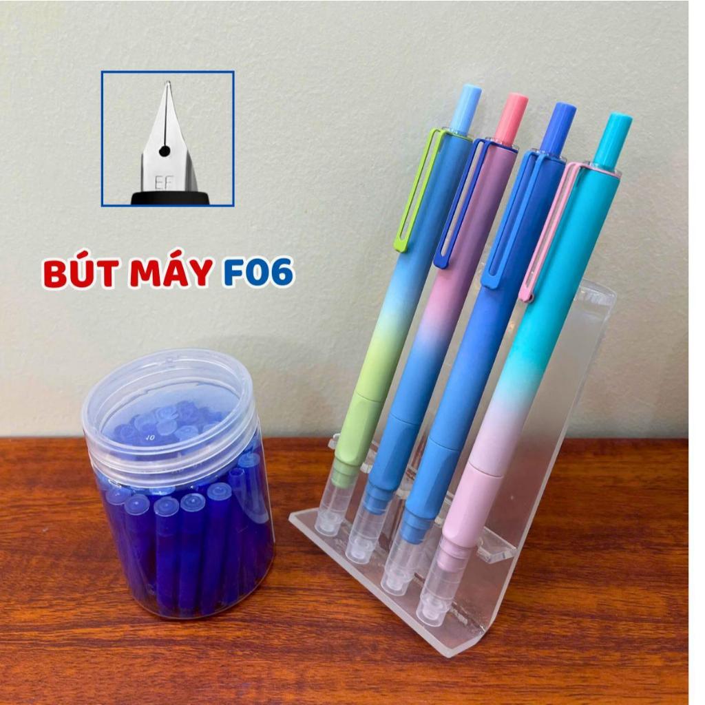 Bút Máy Bấm Ngòi F06 Ngòi EF 0.38mm, Mực Không Xóa - Dùng Cho Học Sinh Tiểu Học 1-5 Viết Êm Trơn.