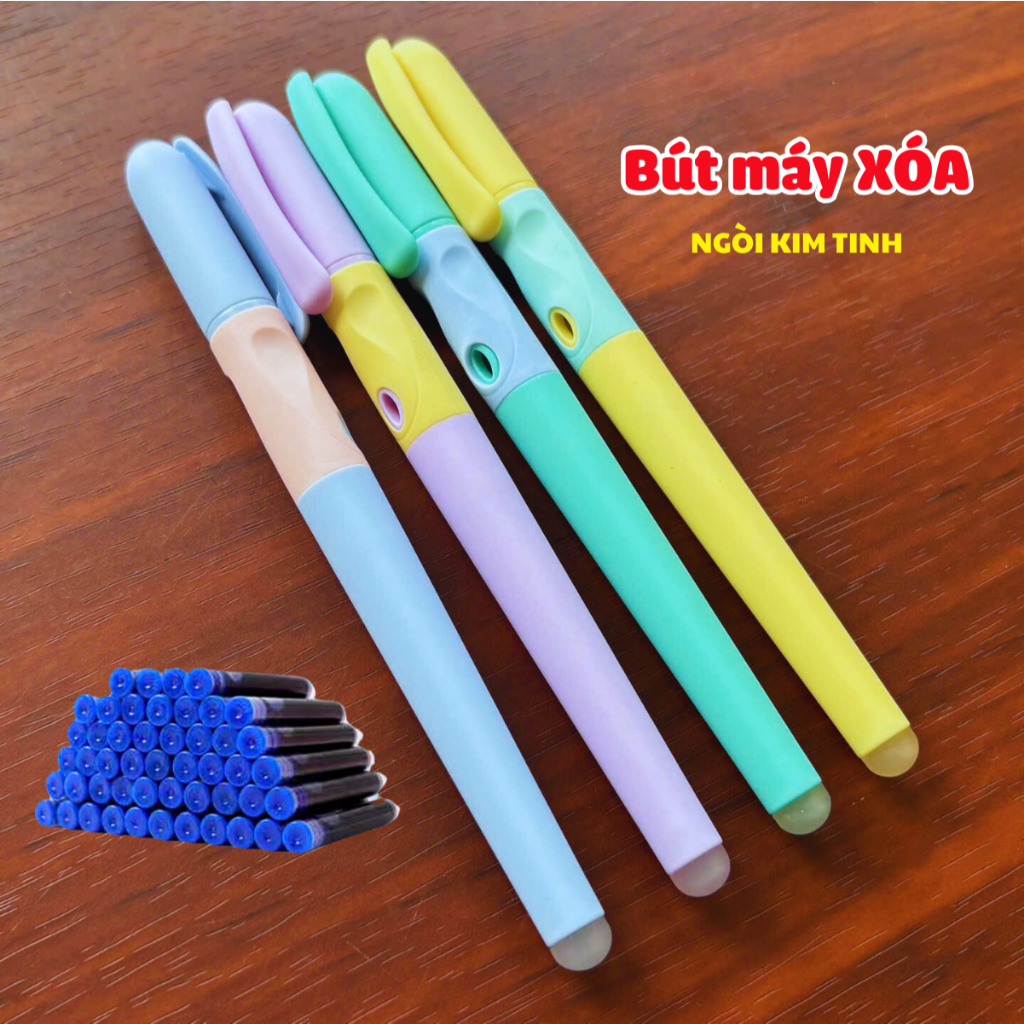 (Mẫu mới) Bút Máy Xóa S-01, Ngòi KimTinh 0.38 mm, Dễ Tẩy Xóa, Êm Trơn, Kèm Pitong Bơm Mực Lọ.