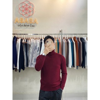 Áo Len Cổ Lọ Nam Đỏ Rượu Vang Form Slim Fit Ấm Mịn 50-85kg Áo Sweater Cổ Cao Nam ABABA lo6602-do