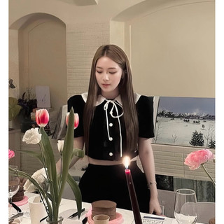 ÁO ĐEN BUỘC NƠ VANESSA TOP TÍ NGOAN (NEWTAG)