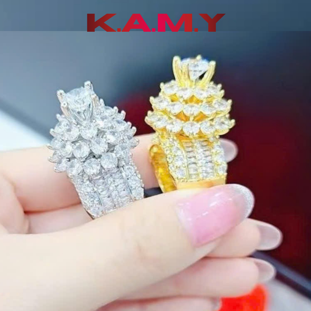Nhẫn nữ cổ cao đính đá sang trọng - Trang sức nữ đẹp cao cấp