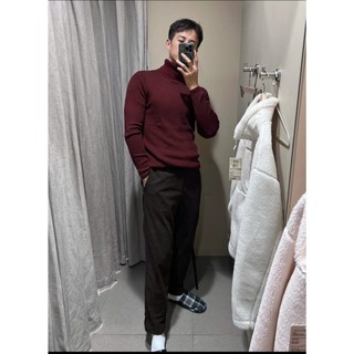 Áo Len Cổ Lọ Nam Đỏ Rượu Vang Form Slim Fit Ấm Mịn 50-85kg Áo Sweater Cổ Cao Nam ABABA lo6602-do