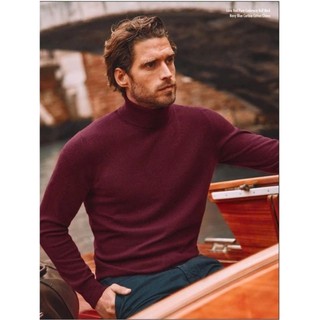 Áo Len Cổ Lọ Nam Đỏ Rượu Vang Form Slim Fit Ấm Mịn 50-85kg Áo Sweater Cổ Cao Nam ABABA lo6602-do