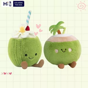 Gấu bông trái dừa đồ uống dễ thương, Thú nhồi bông hình hoa quả dừa lông mềm mại làm quà tặng cho bé,bạn trai gái